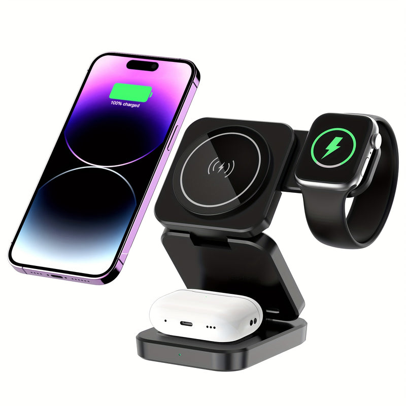 3 in 1 Wireless Charger Foldable Magnetic Charging Station Dock