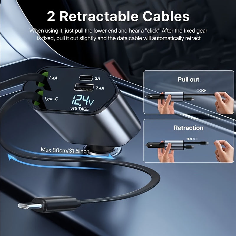 4 IN 1 Retractable cable multi-device charging