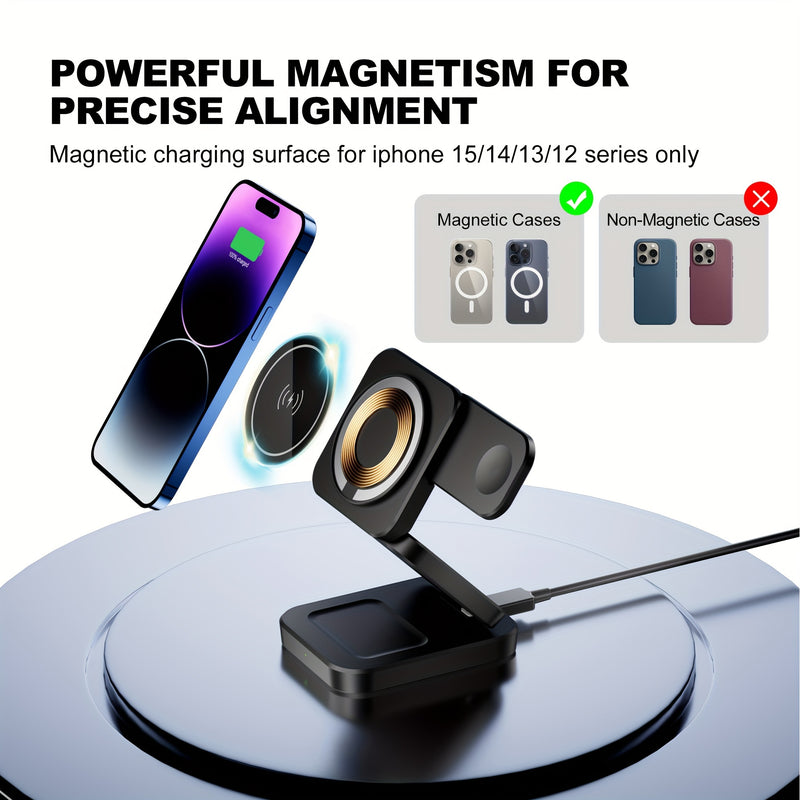 3 in 1 Wireless Charger Foldable Magnetic Charging Station Dock