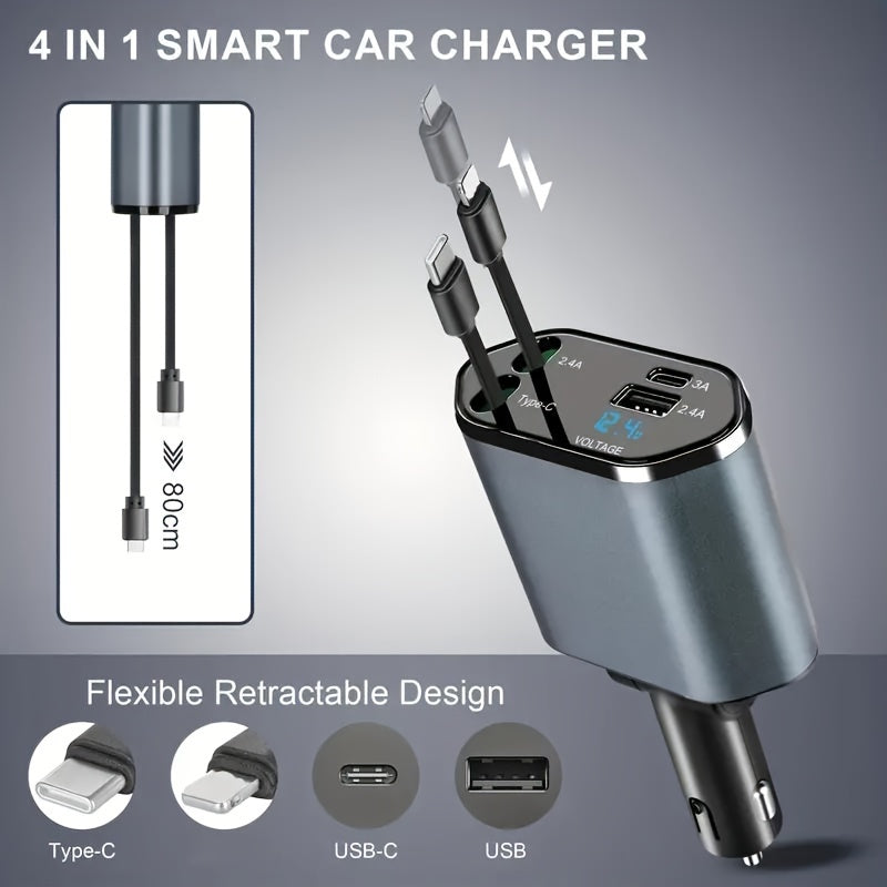 4 IN 1 Retractable cable multi-device charging