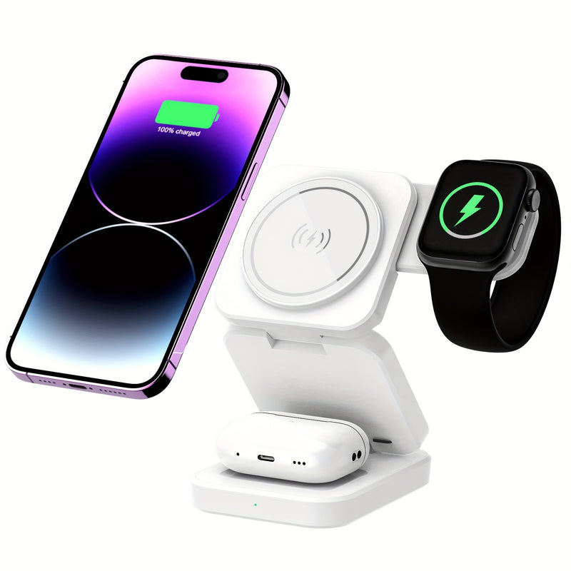 3 in 1 Wireless Charger Foldable Magnetic Charging Station Dock