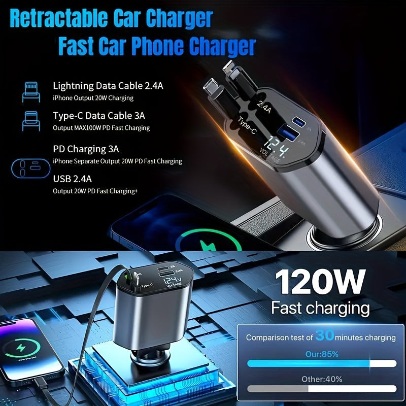 4 IN 1 Retractable cable multi-device charging