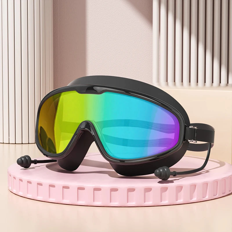 Swimming goggles Large frame HD anti-fog UV protection Adult No leakage