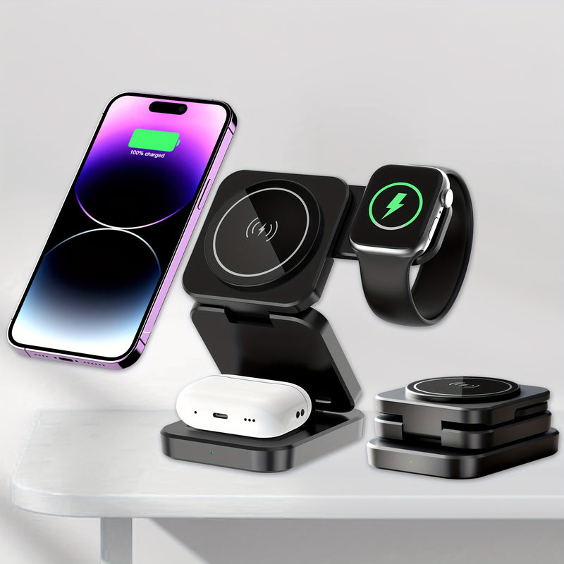 3 in 1 Wireless Charger Foldable Magnetic Charging Station Dock