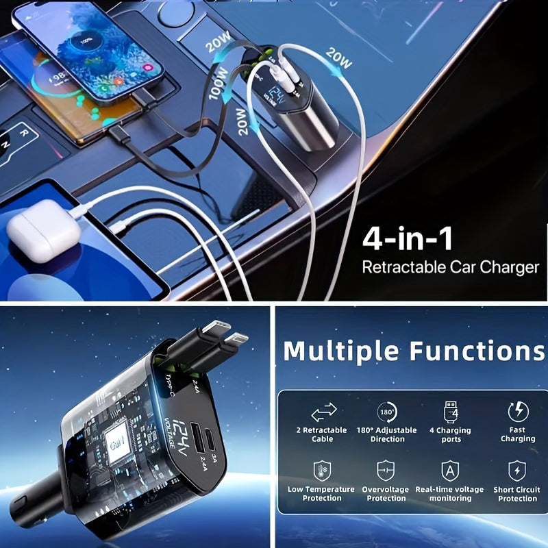 4 IN 1 Retractable cable multi-device charging